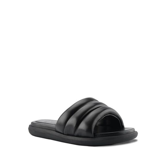 MARC FISHER Shoes - MARC FISHER Womens Black Yessy Toe Platform Slip On Leather Slide Sandals 6 M